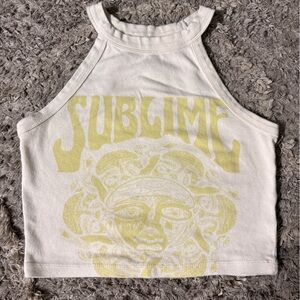 American Eagle Outfitters Cream Sublime Graphic cropped Tank top